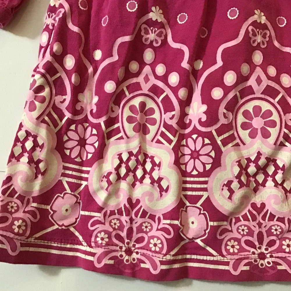 The Childrens Place Dress Girls Sz 4 Pink White Graphic Print Dots Faux Wrap